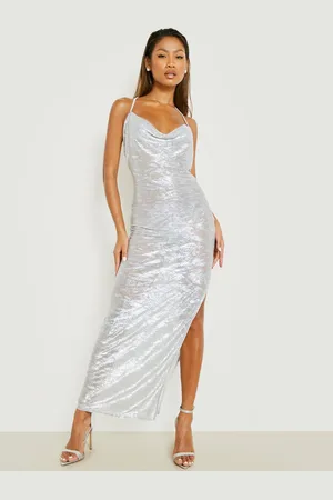 Boohoo Bling & Sparkly Metallic Foil Texture Maxi Dress