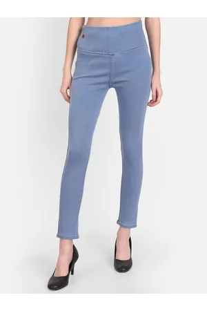 AngelFab Women Washed Skinny Fit Mid-Rise Cotton Denim Jeggings