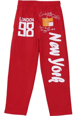 Sweet Angel Girls Red Solid Straight-Fit Track Pants