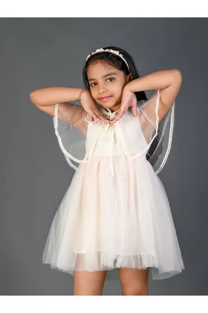 Kids On Board Girls Sleeveless Fit & Flare Dress With Cape