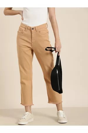 Moda Rapido Women Straight Fit High-Rise Stretchable Cropped Frayed hem Jeans