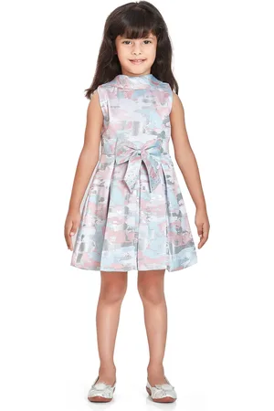 Peppermint Girls Abstract Printed Bow Detail Fit & Flare Dress