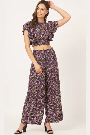 BEATNIK Floral Printed Crop Top & Palazzo Co-Ord Set