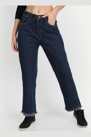 AngelFab Women Jean Straight Fit Light Fade High-Rise Cotton Jeans