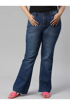 High Star Women Plus Size Bootcut High-Rise Light Fade Stretchable Jeans