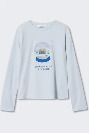 MANGO Girls Pure Cotton Holographic Typography Printed Sustainable T-shirt