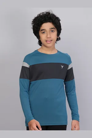 TECHNOSPORT Boys Antimicrobial Colourblocked Raglan Sleeves Sports T-shirt
