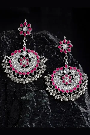 karatcart Red Classic Chandbalis Earrings