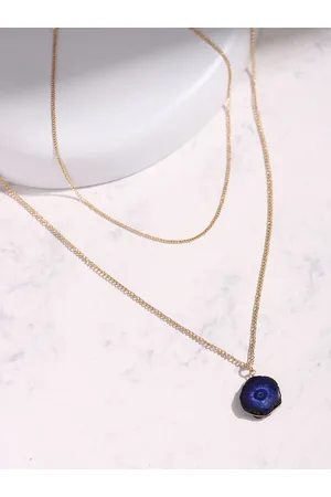 DEEBACO Rose Gold & Blue Rose Gold-Plated Layered Necklace