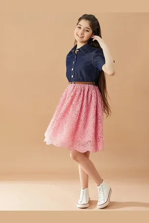 pspeaches Girls Shirt Collar Fit & Flare Dress