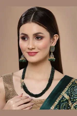 DUGRISTYLE Gold Plated Classic Jhumkas Earrings With American Diamonds & Pearls
