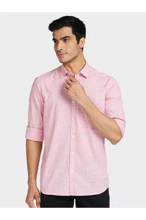 ColorPlus Men Pink Tailored Fit Opaque Casual Shirt