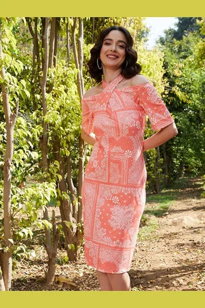 ATHENA Floral Print A-Line Midi Dress