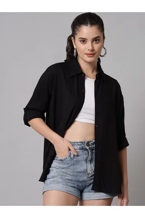 Funday Fashion Boxy Fit Spread Collar Long Sleeves Casual Shirt