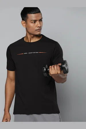 HRX Training Men Pewter Antimicrobial Brand carrier Tshirts
