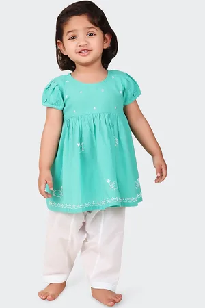 Fabindia Girls Ethnic Motifs Embroidered A-Line Pure Cotton Kurta with Salwar