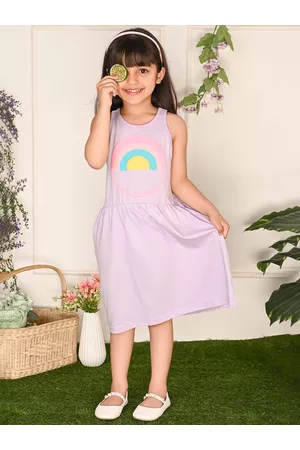 LilPicks Girls Graphic Printed Cotton Fit & Flare Dress