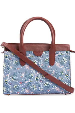 TEAL Two Handles Floral Printed Structured Handheld Bag