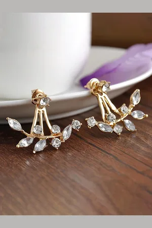 Jewels Galaxy Gold-Plated Contemporary Drop Jacket Earrings