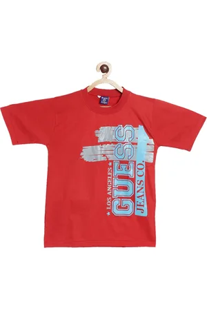 Sweet Angel Boys Red Pure Cotton Printed Round Neck Pure Cotton T-shirt