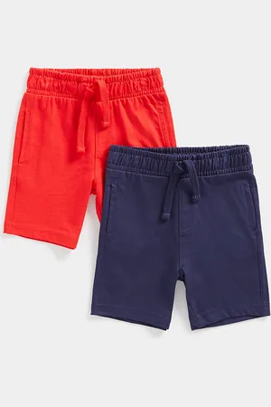 Mothercare Boys Pack Of 2 Solid Regular Fit Mid-Rise Knitted Pure Cotton Regular Shorts
