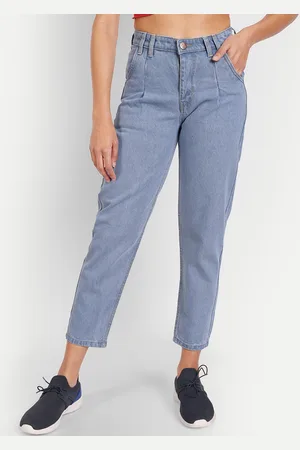 AngelFab Women Cotton Straight Fit High-Rise Cropped Jeans