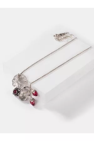SHAYA Women Silver-Toned & Magenta Necklace Chain