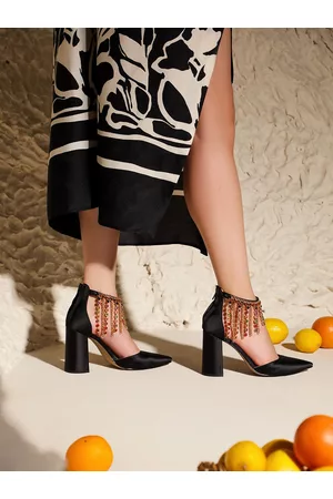 SAINT G. Embellished Leather Block Pumps