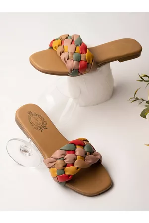 Shoetopia Girls Braided Open Toe Flats