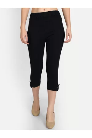 AngelFab Women Skinny Fit Cotton Mid-Rise Capris