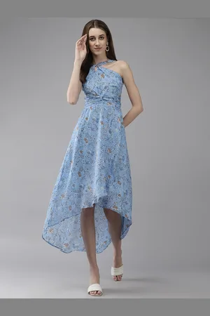 Aarika Floral Print Keyhole Neck Georgette Fit & Flare Midi Dress