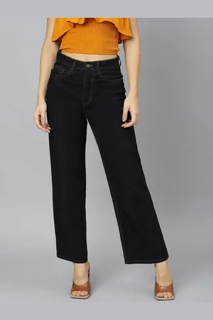 Guti Women Clean Look High-Rise Cropped Flared Stretchable Jeans