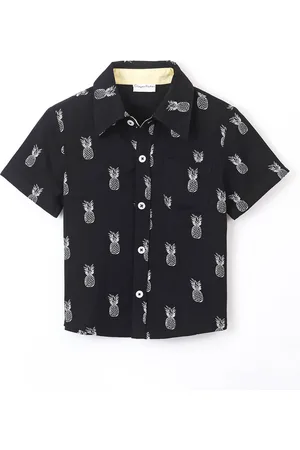 CrayonFlakes Boys Conversational Printed Short Sleeves Cotton Casual Shirt