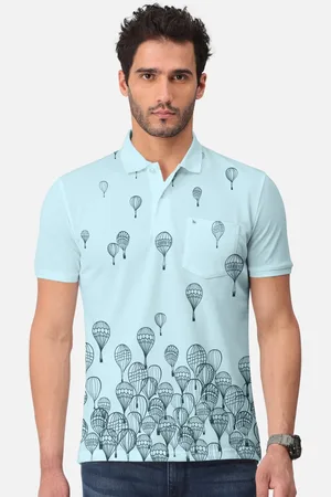 bullmer Conversational Printed Polo Collar Cotton T-shirt