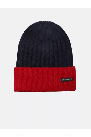 DressBerry Women Navy Blue & Red Colourblocked Beanie