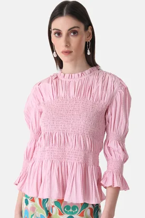 Kazo Mandarin Collar Puff Sleeve Top
