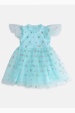 Pantaloons Girls Print Cotton Flutter Sleeve A-Line Dress