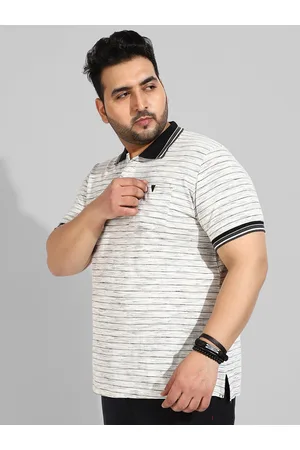 Instafab Men Plus Size Striped Polo Collar Regular Fit Flex Cotton T-shirt