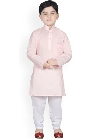 SG Boys Pink & White Solid Kurta with Pyjamas