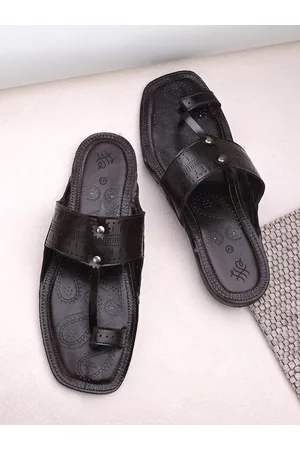 House of Pataudi Men Synthetic Leather Slip-On Sandals