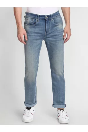 Ralph Lauren Men Blue Harold Slim Straight Fit Heavy Fade Stretchable Jeans