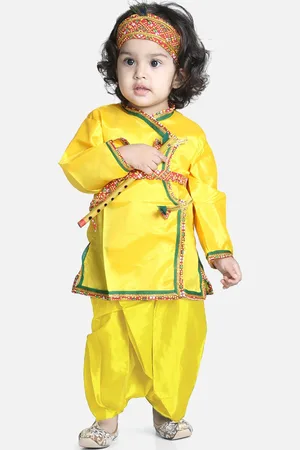 BownBee Boys Kurta with Dhoti Little Kanhaiya with Mukut Bansuri & Waist Belt