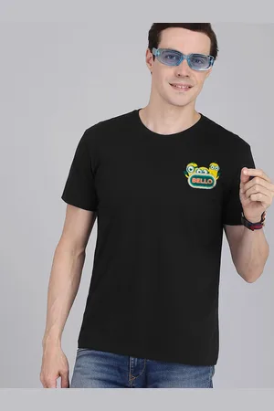 Free Authority Men Black Minions Applique T-shirt