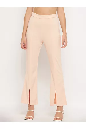 MADAME Women Straight Fit Slit Bootcut Trousers