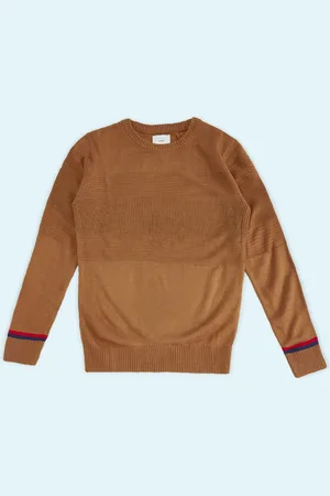 Pantaloons Boys Rust & Blue Ribbed Pullover