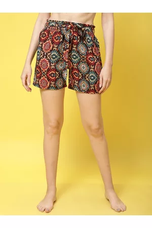 Claura Women Printed Mid-Rise Lounge Shorts
