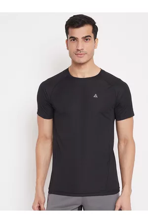 ATHLISIS Men Black Solid Rapid Dry Running T-shirt