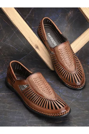 FENTACIA Men Brown Driving Ethnic Sandals with Rubber Sole : Amazon.in:  Fashion