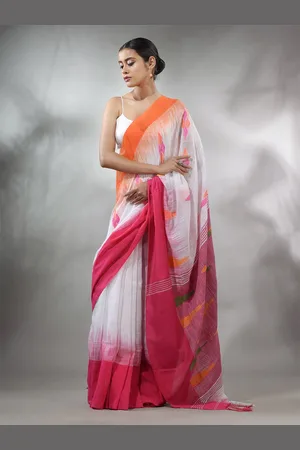 Charukriti Geometric Woven Design Pure Cotton Ikat Saree