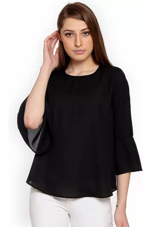 ONE OF A KIND Women Tops - Women Black Solid Top
